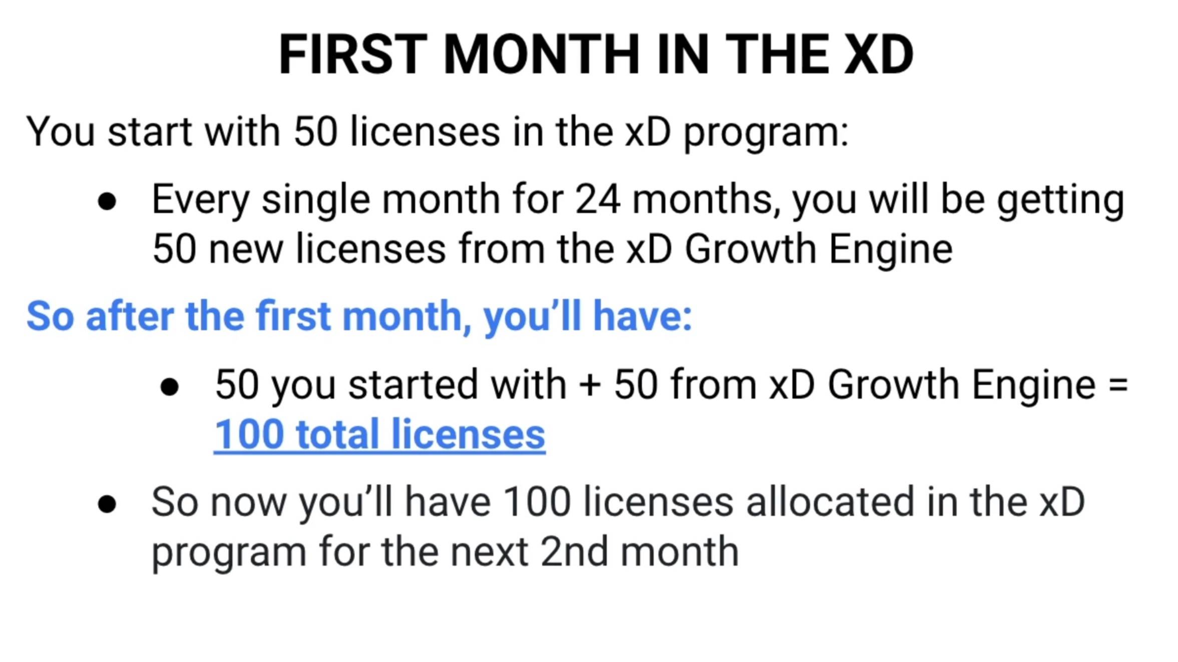 Start with 50 Licences and get 50 more next month from xD.