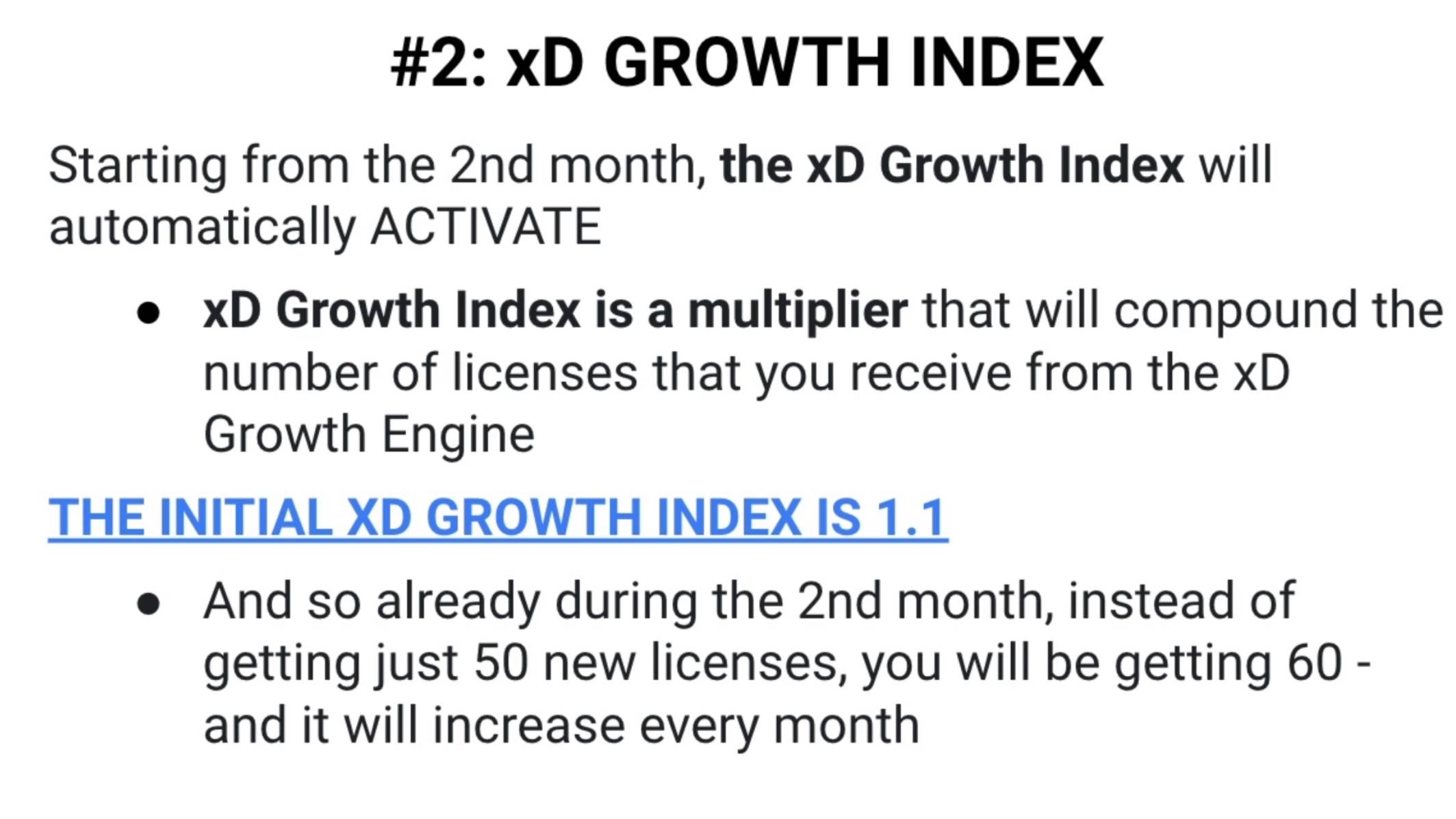 #2: xD Growth Index compounds number of licences